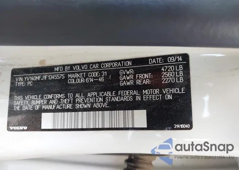 2015 Volvo S60 T5 from USA, damaged, VIN YV140MFJ1F1345575